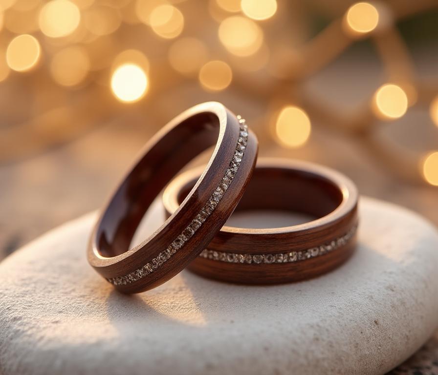 Alliances en bois pour mariage contemporain