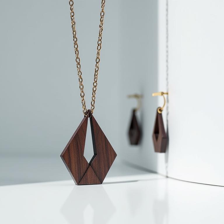 Collection géométrique bijoux bois urbain